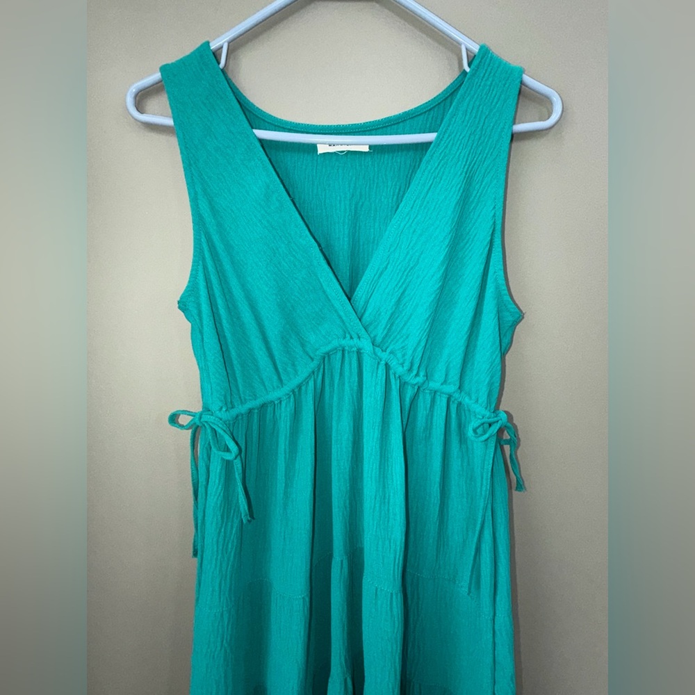 Max Studio Tiered Peasant Maxi Dress sz Small Teal / Green Like New - Picture 6 of 7